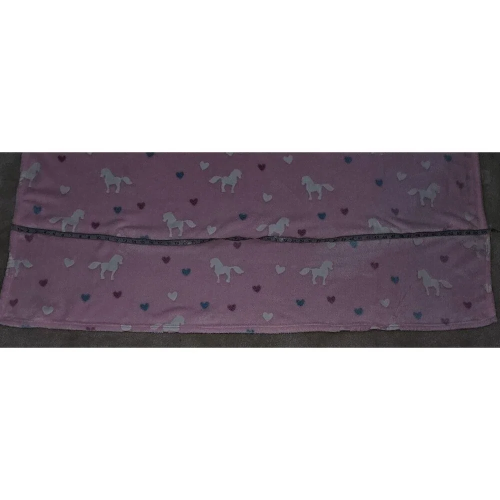 Pink White Horse Heart Blanket Regal Comfort Glow In The Dark Luxury Plush 50x56